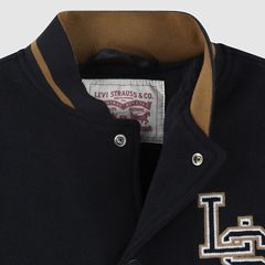 Chenille Patch Varsity Jacket Big Boys 8-20 — Black - Charcoal 5