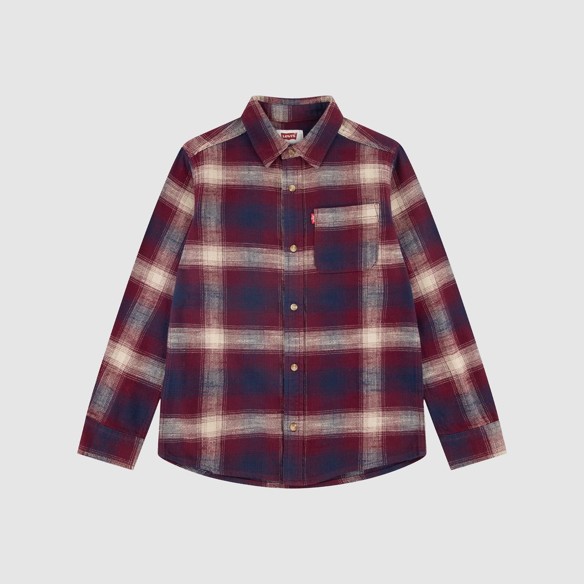Shadow Plaid Shirt Big Boys 8-20 — Tawny Port - Red