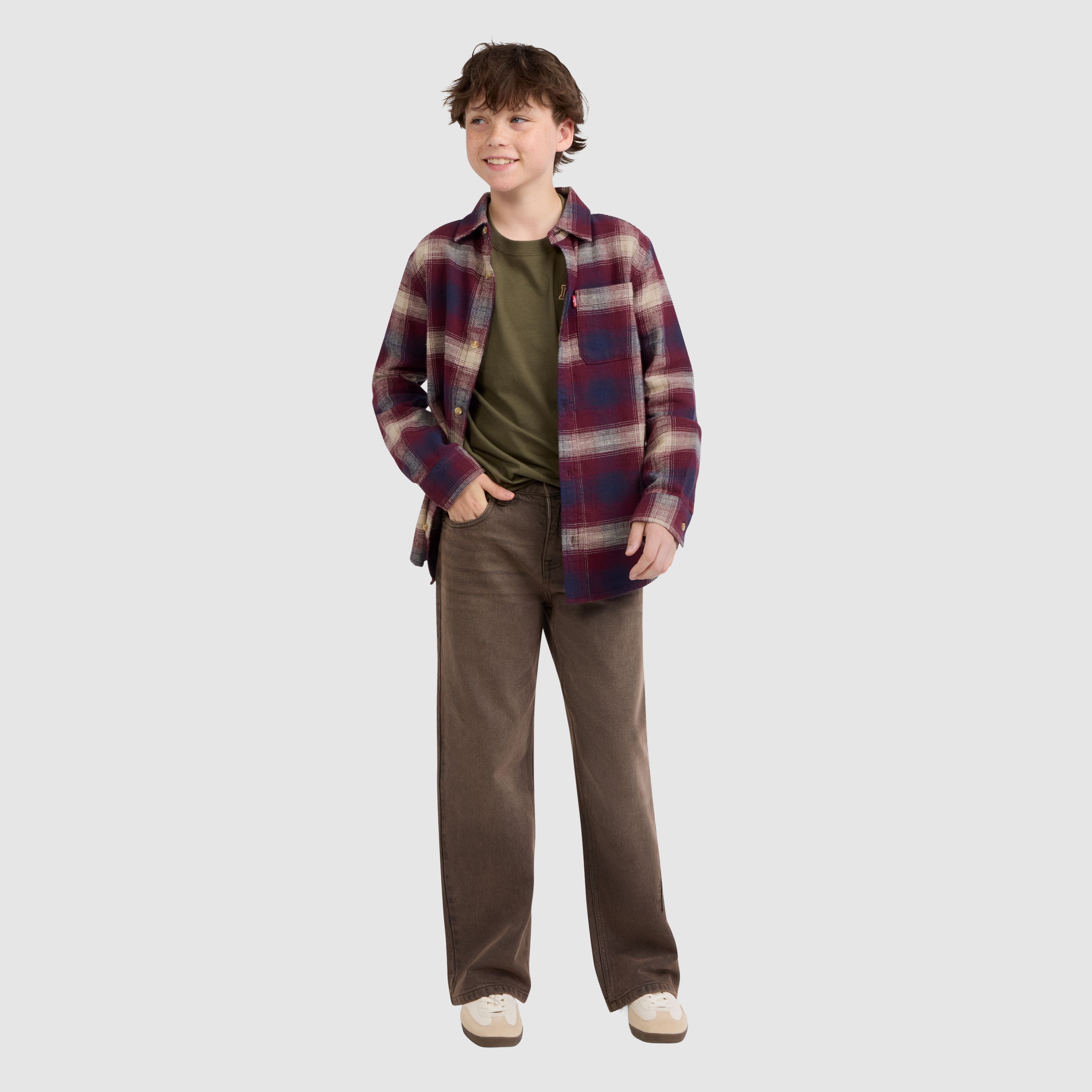 Shadow Plaid Shirt Big Boys 8-20 1