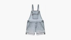 Knot Strap Shortalls Little Girls 4-6 — Day Off - Light Wash 1