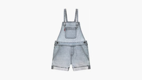 Knot Strap Shortalls Little Girls 4-6 — Day Off - Light Wash