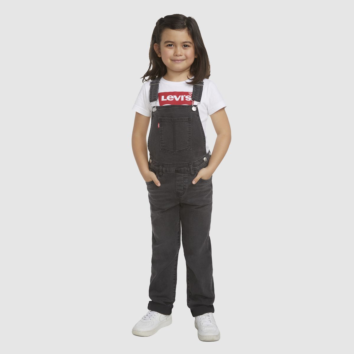 Little Girls 4-6x Girlfriend Overalls — Skyler - Dark Wash