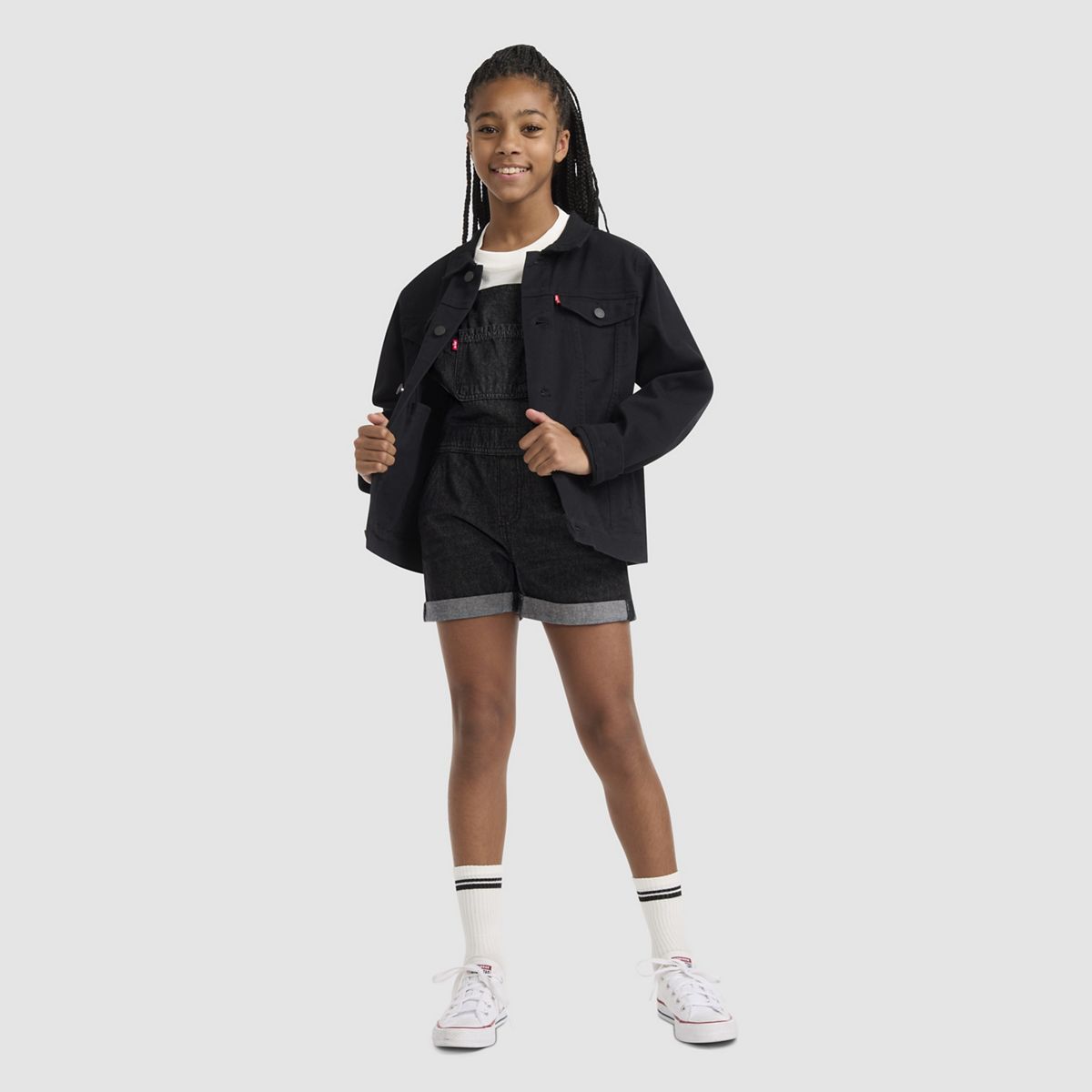 Knot Strap Shortall Big Girls 7-16 — Steady Rock - Dark Wash