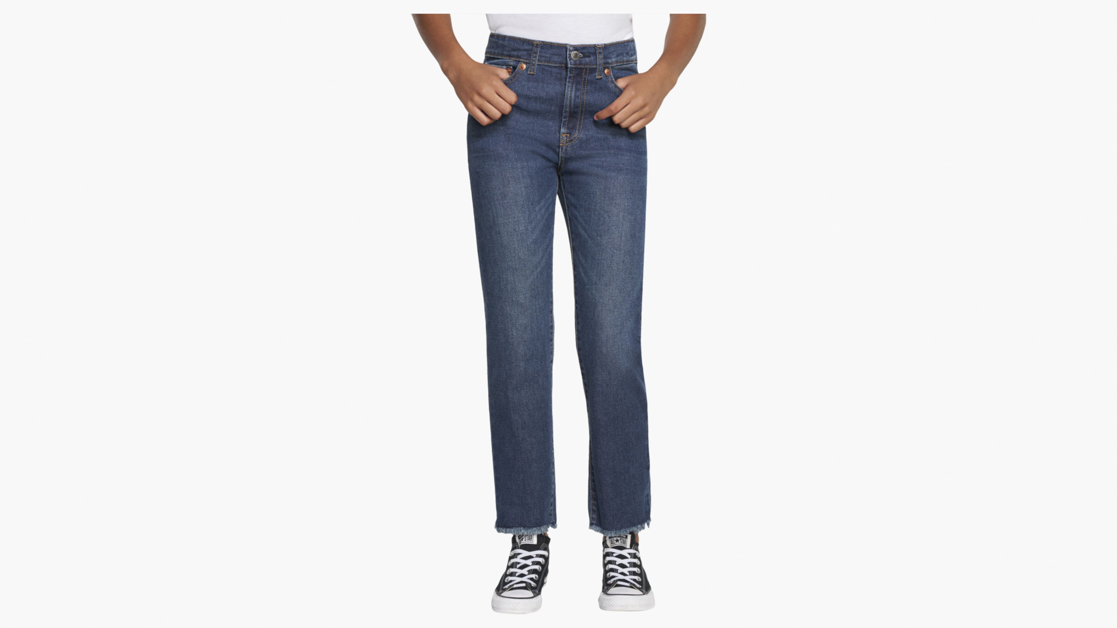 High Rise Ankle Straight Big Girls Jeans 7-16 1