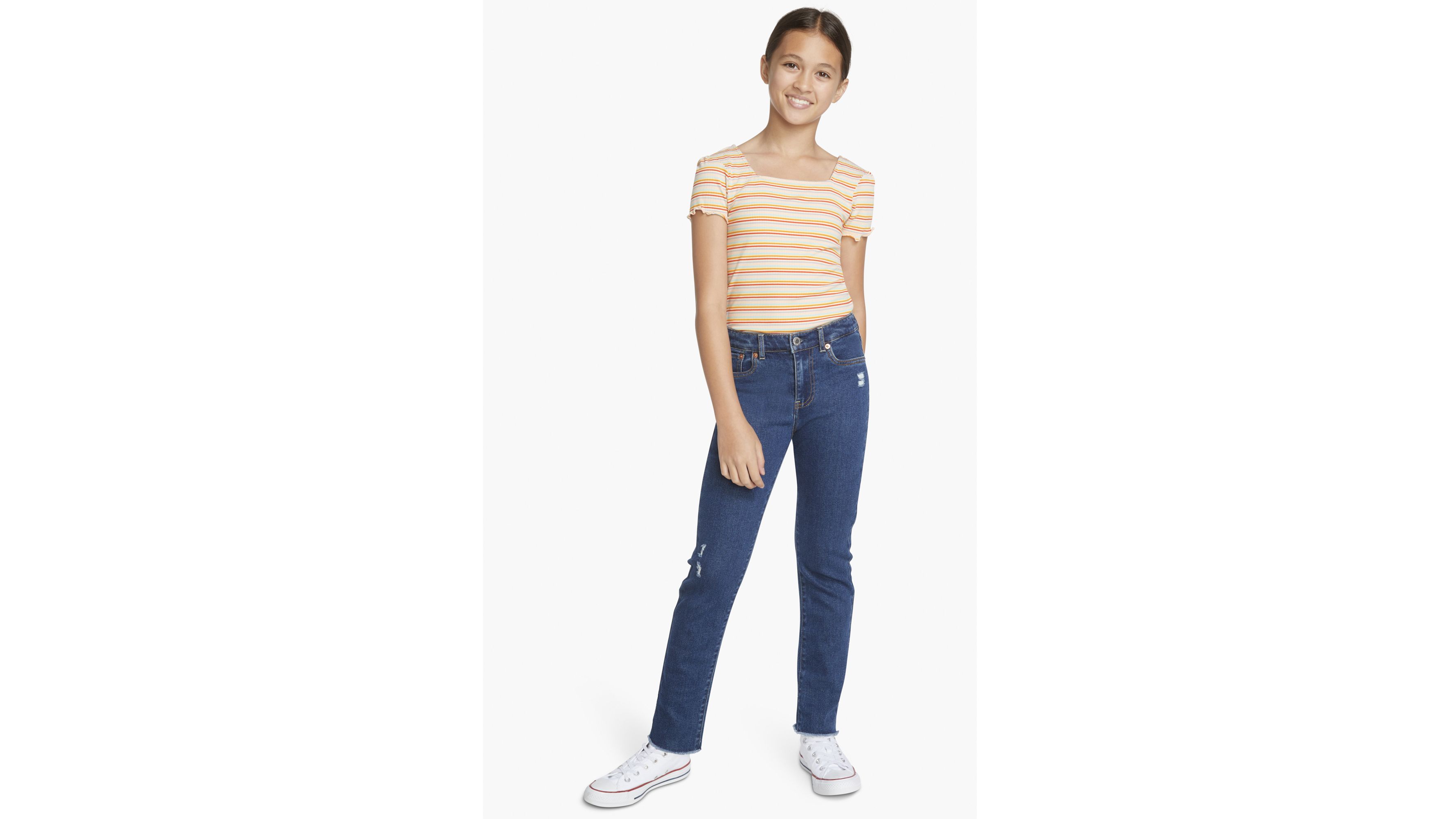 High Rise Straight Jeans Big Girls 7-16 1