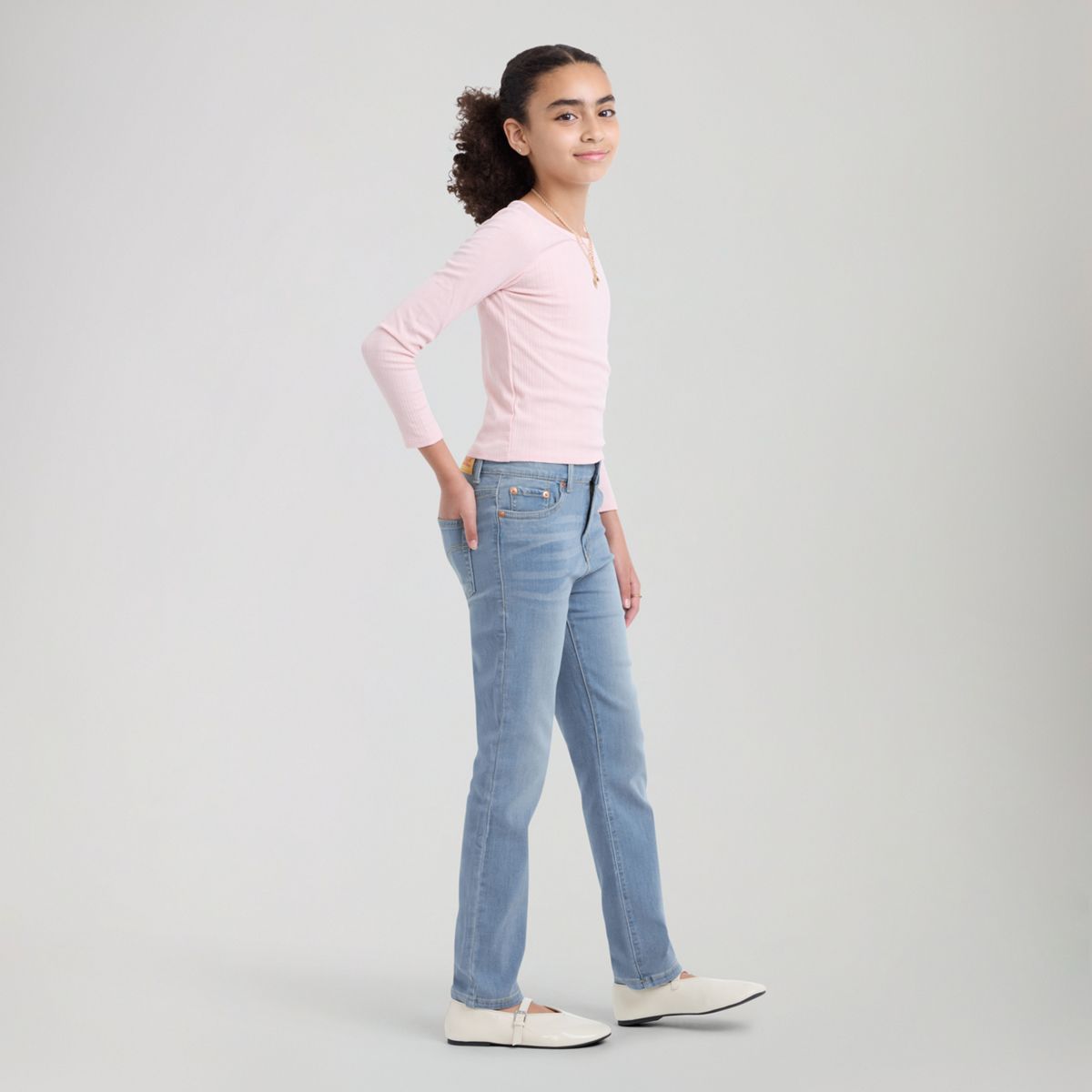 High Rise Straight Big Girls 7-16 — Ferris Wheel - Medium Wash