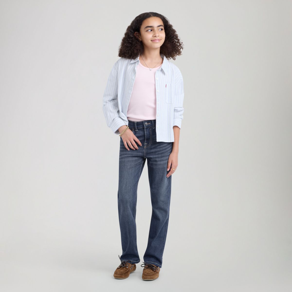 High Rise Straight Big Girls 7-16 — Dark Wave - Dark Wash