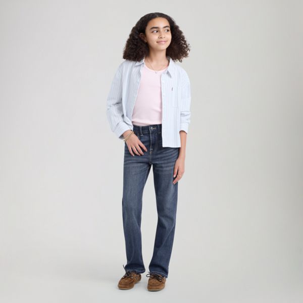 High Rise Straight Big Girls 7-16 — Dark Wave - Dark Wash