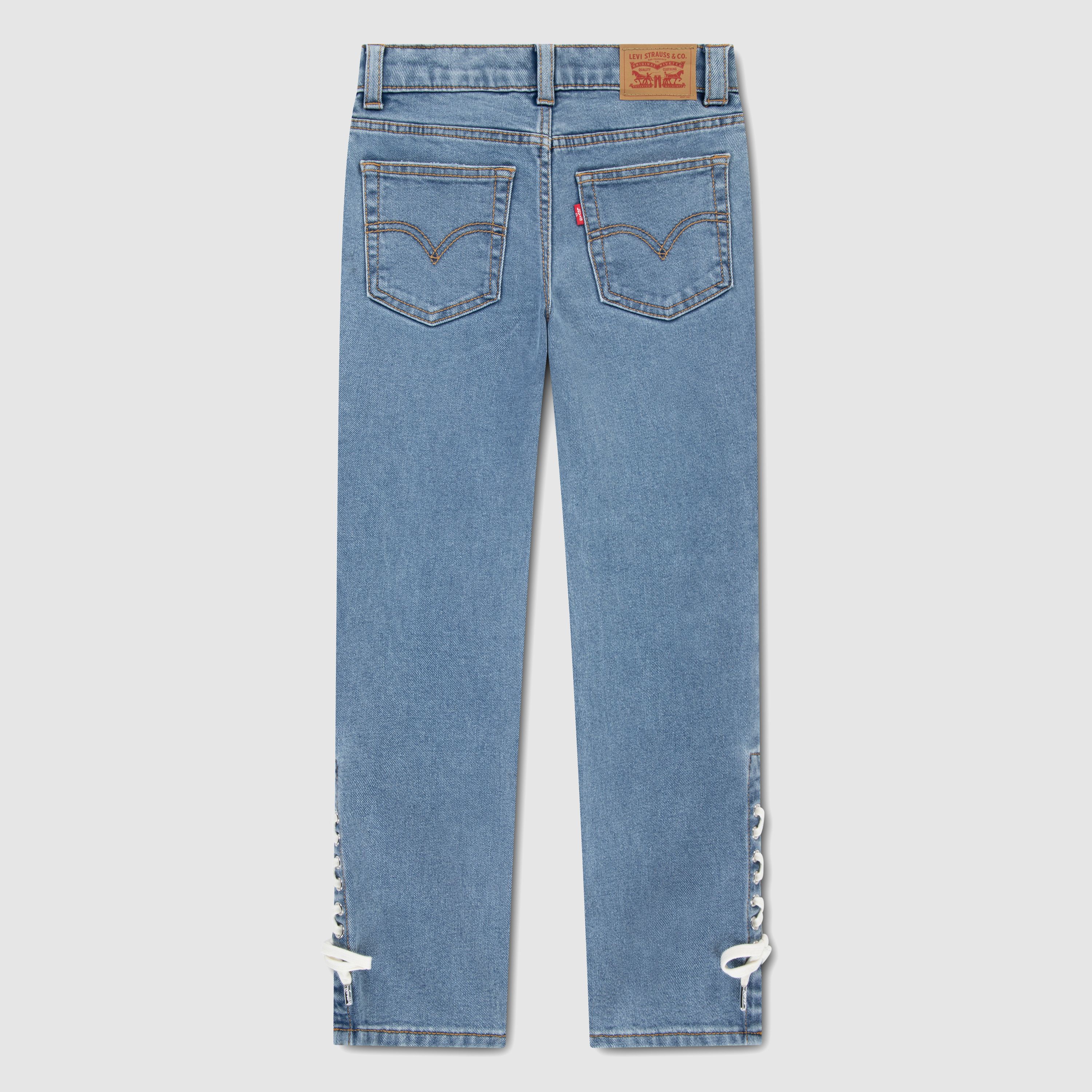 Lace Up High Rise Straight Jeans Big Girls 7-16 2