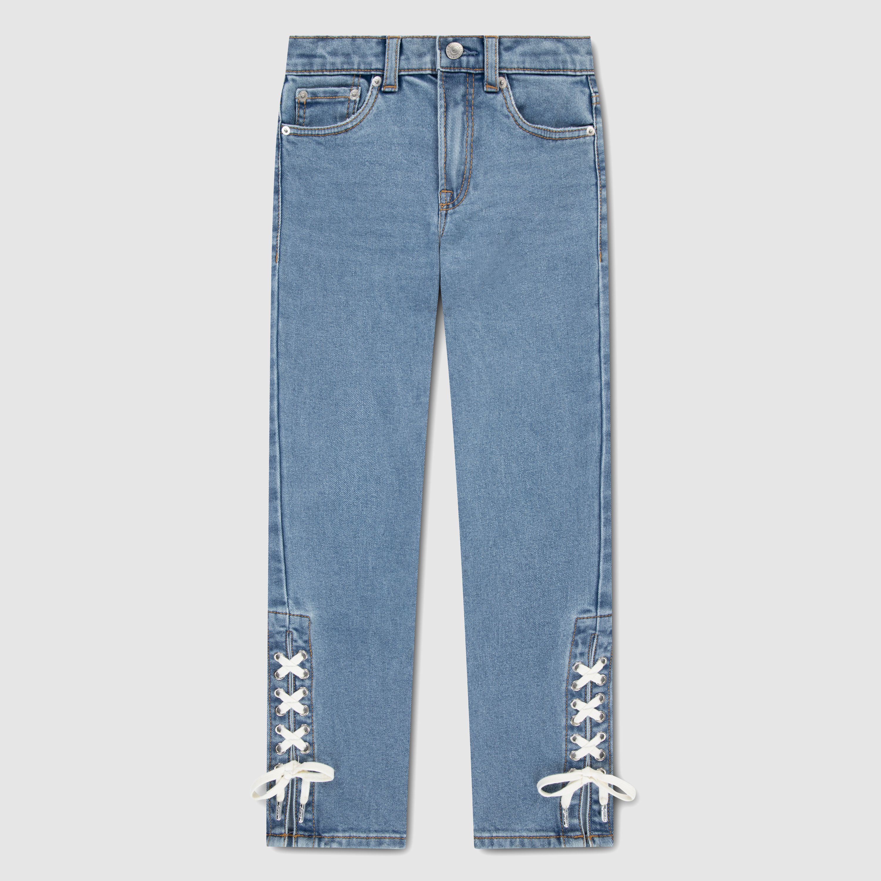 Lace Up High Rise Straight Jeans Big Girls 7-16 1