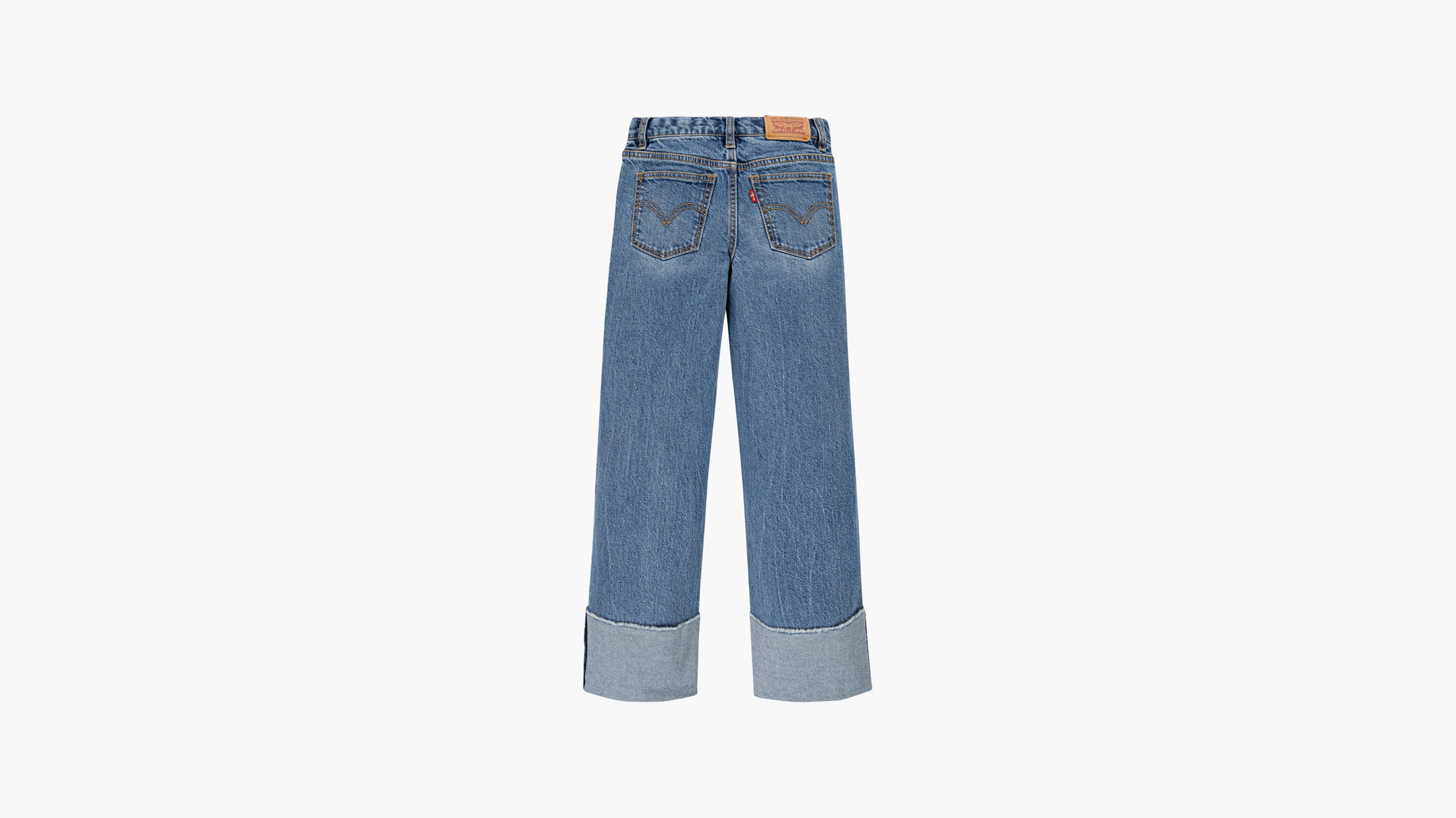 Wide Leg Deep Cuff Jeans Big Girls 7-16 2