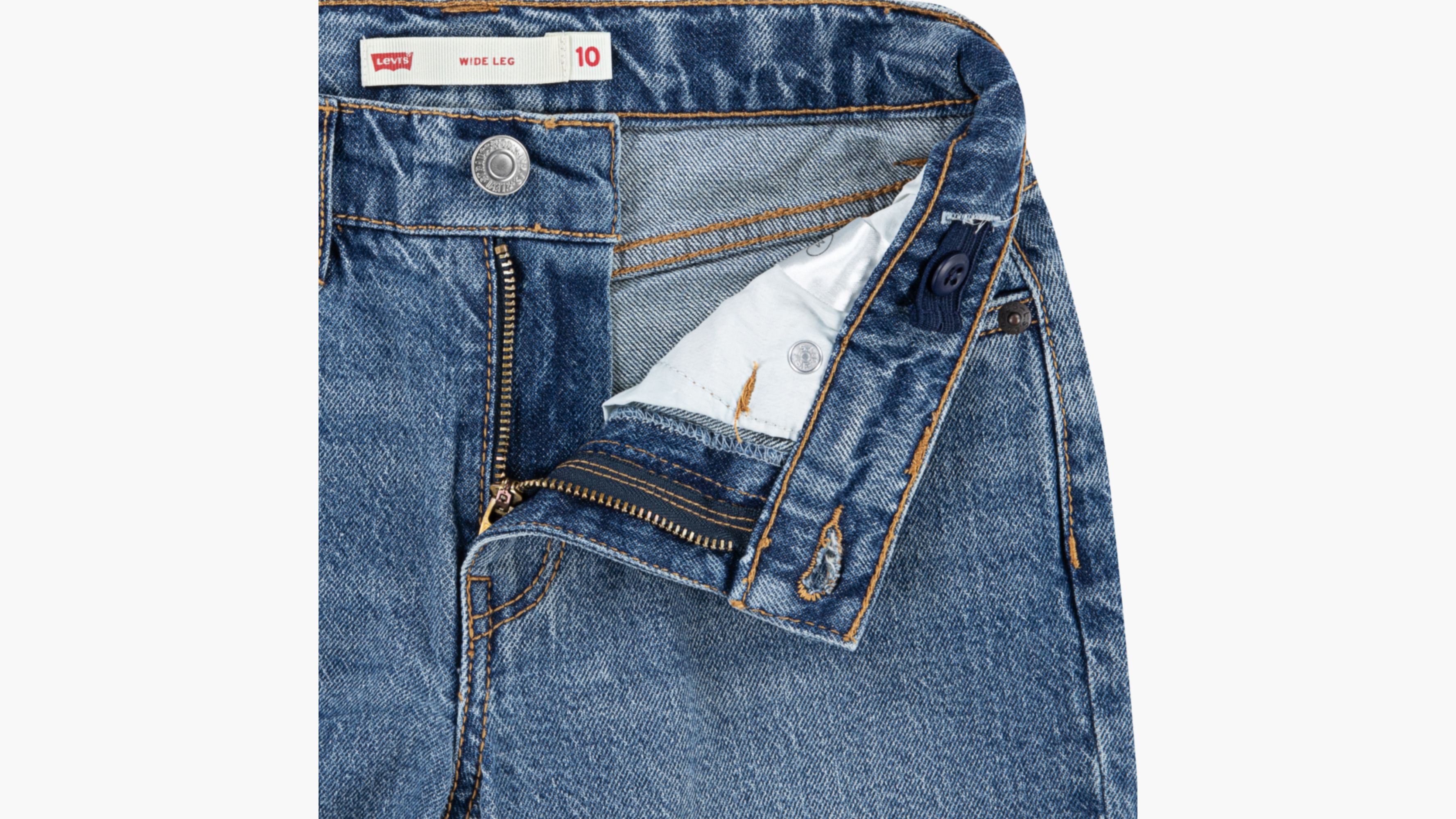 Wide Leg Deep Cuff Jeans Big Girls 7-16 3