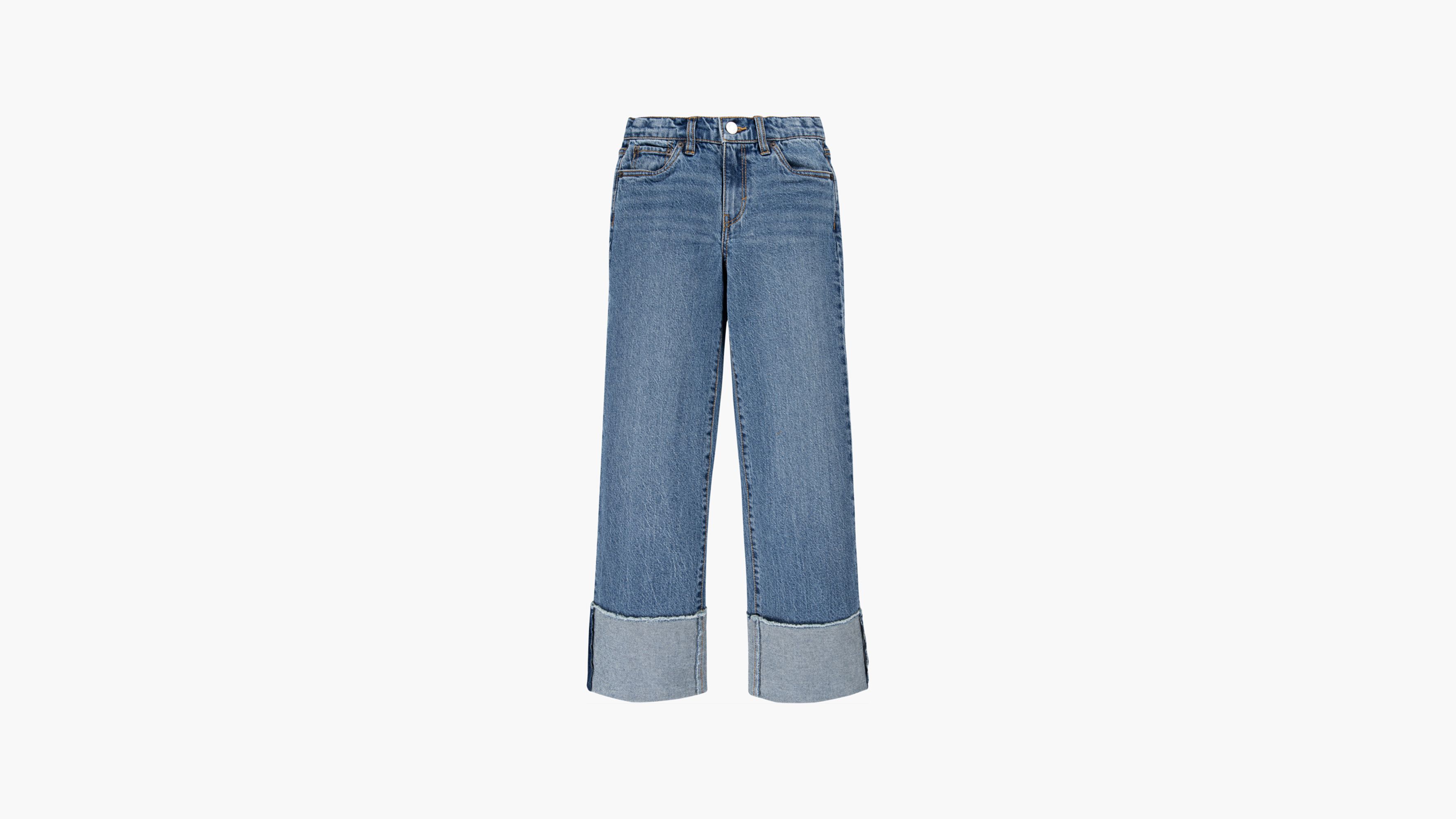 Wide Leg Deep Cuff Jeans Big Girls 7-16 1