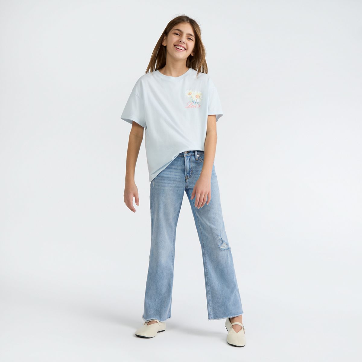 Wide Leg Jeans Big Girls 7-16 — Bauhaus Blues - Light Wash