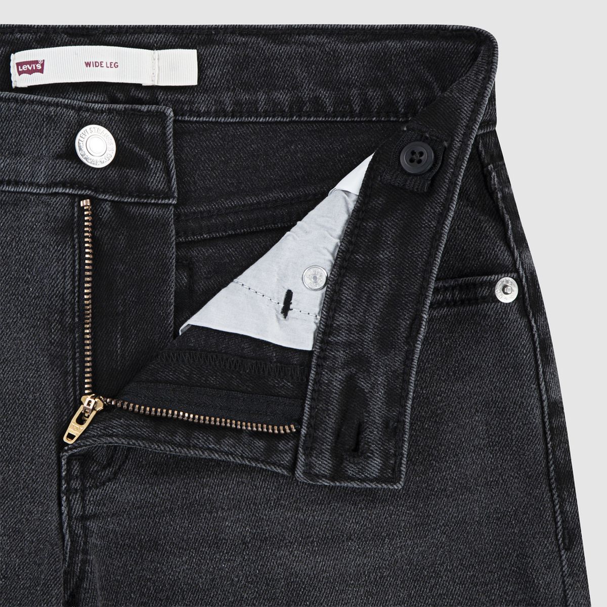 Wide Leg Jeans with embroidery Big Girls 7-16 — Black Stretch