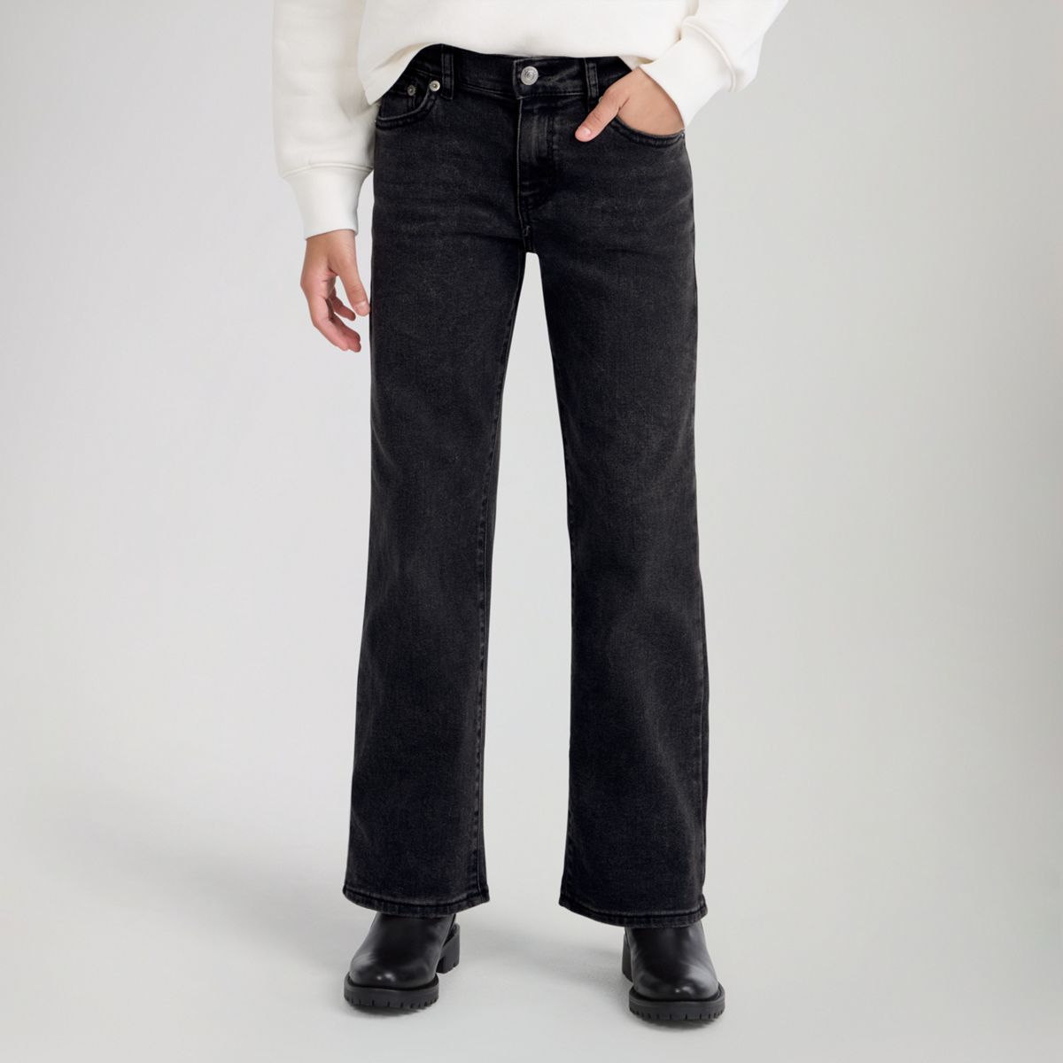 Wide Leg Jeans Big Girls 7-16 — Wish me Luck - Black