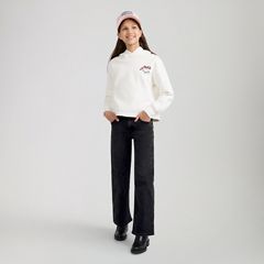 Wide Leg Jeans Big Girls 7-16 — Wish me Luck - Black 1