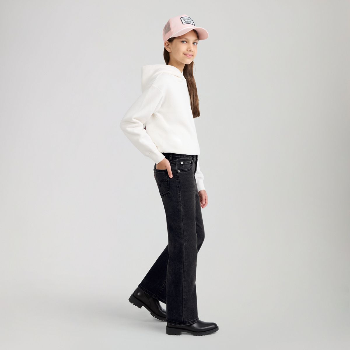 Wide Leg Jeans Big Girls 7-16 — Wish me Luck - Black