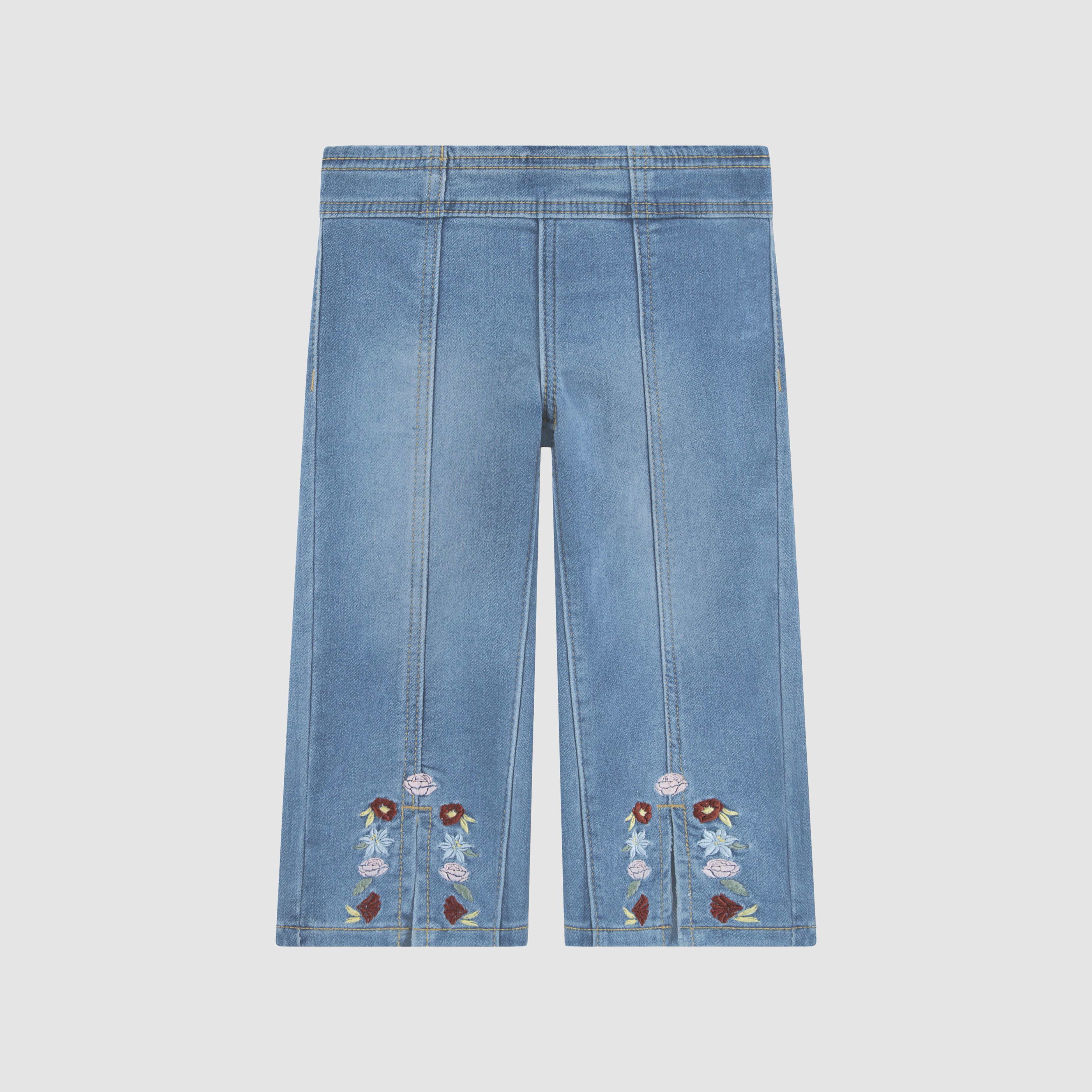 Dobby Pull On Wide Leg Toddler Jeans 1