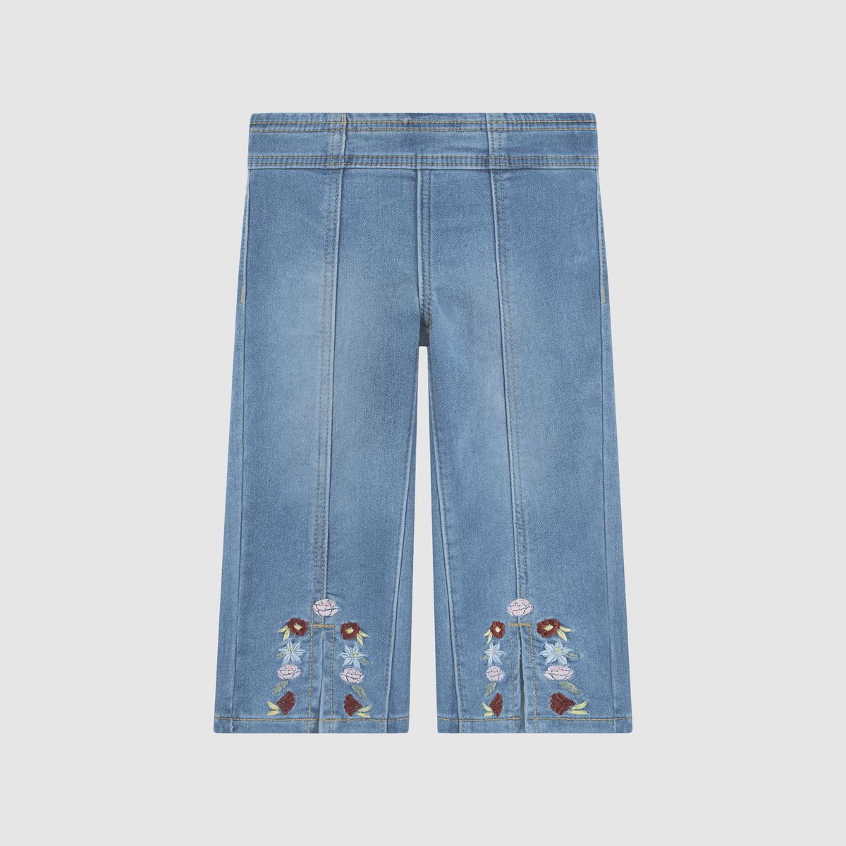 Dobby Pull On Wide Leg Toddler 2T-4T Jeans — Drew Me In - Medium Wash