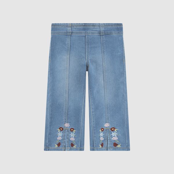 Dobby Pull On Wide Leg Toddler 2T-4T Jeans — Drew Me In - Medium Wash