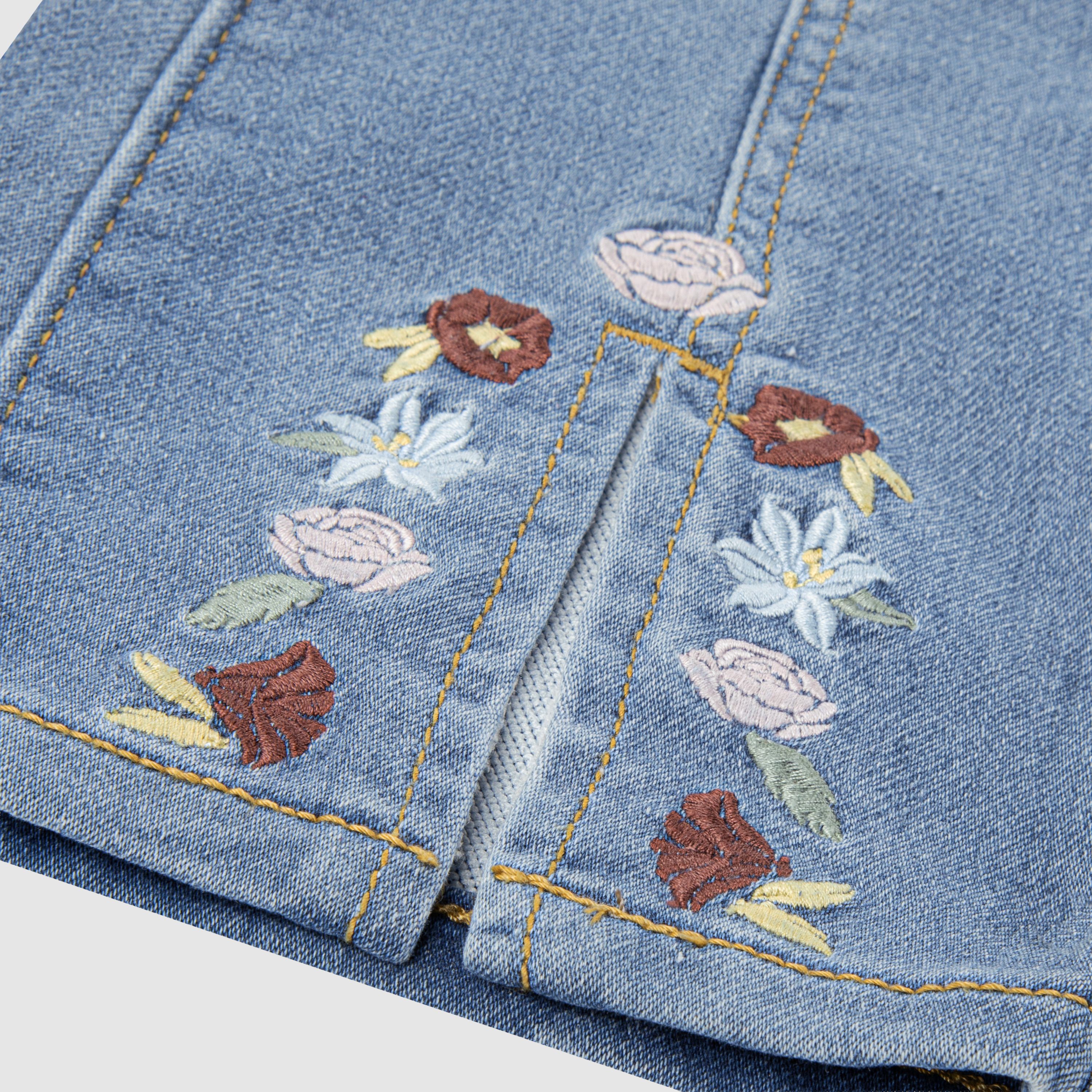 Dobby Pull On Wide Leg Jeans Little Girls 4-6 3