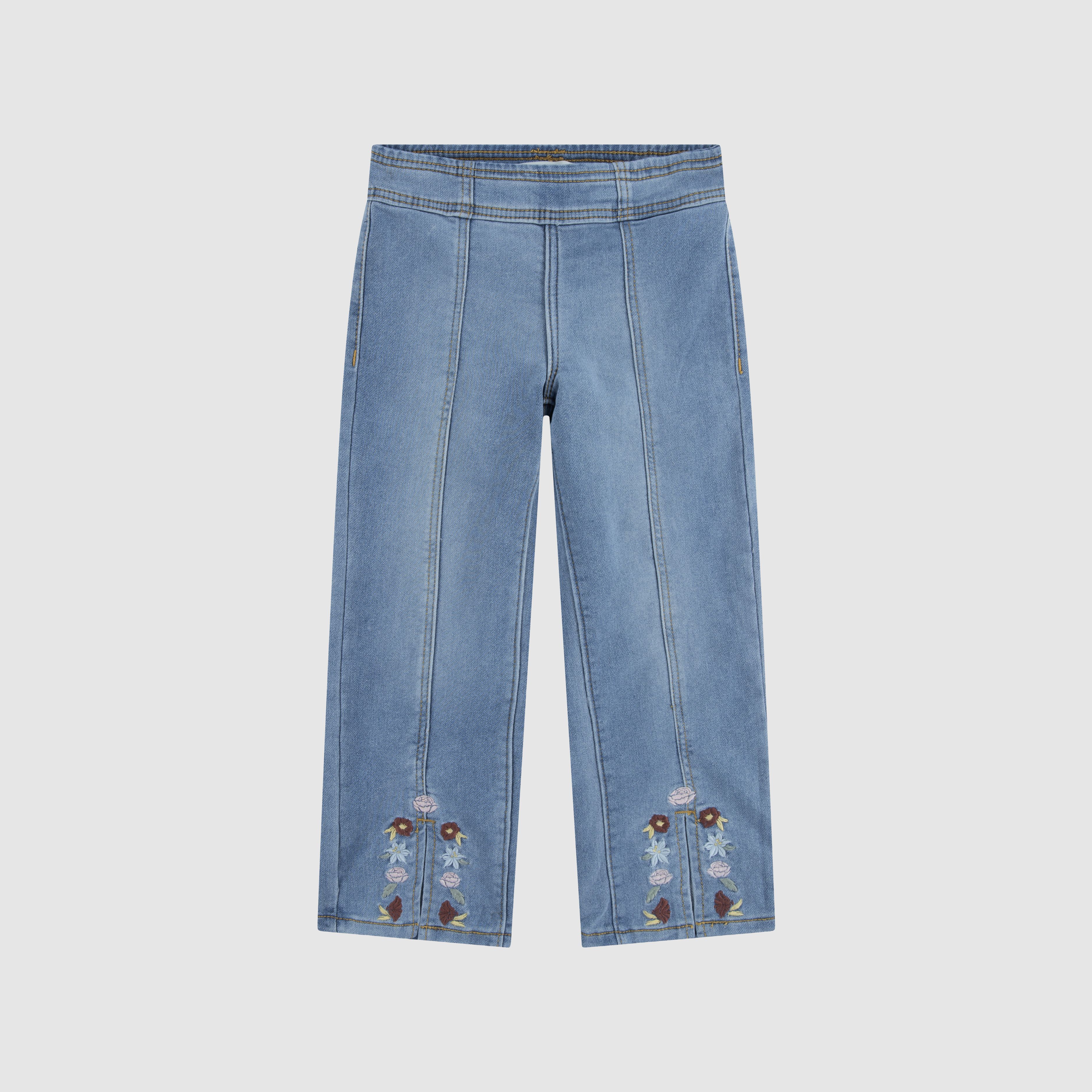 Dobby Pull On Wide Leg Jeans Little Girls 4-6 12