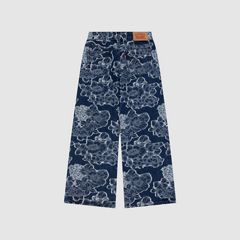 Floral Jacquard Wide Leg Big Girls 7-16 — Flower Hour - Dark Wash 2