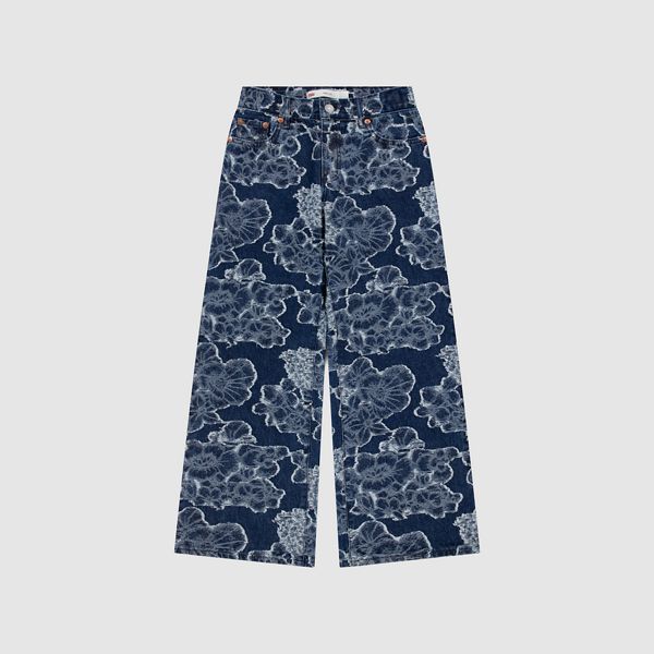 Floral Jacquard Wide Leg Big Girls 7-16 — Flower Hour - Dark Wash