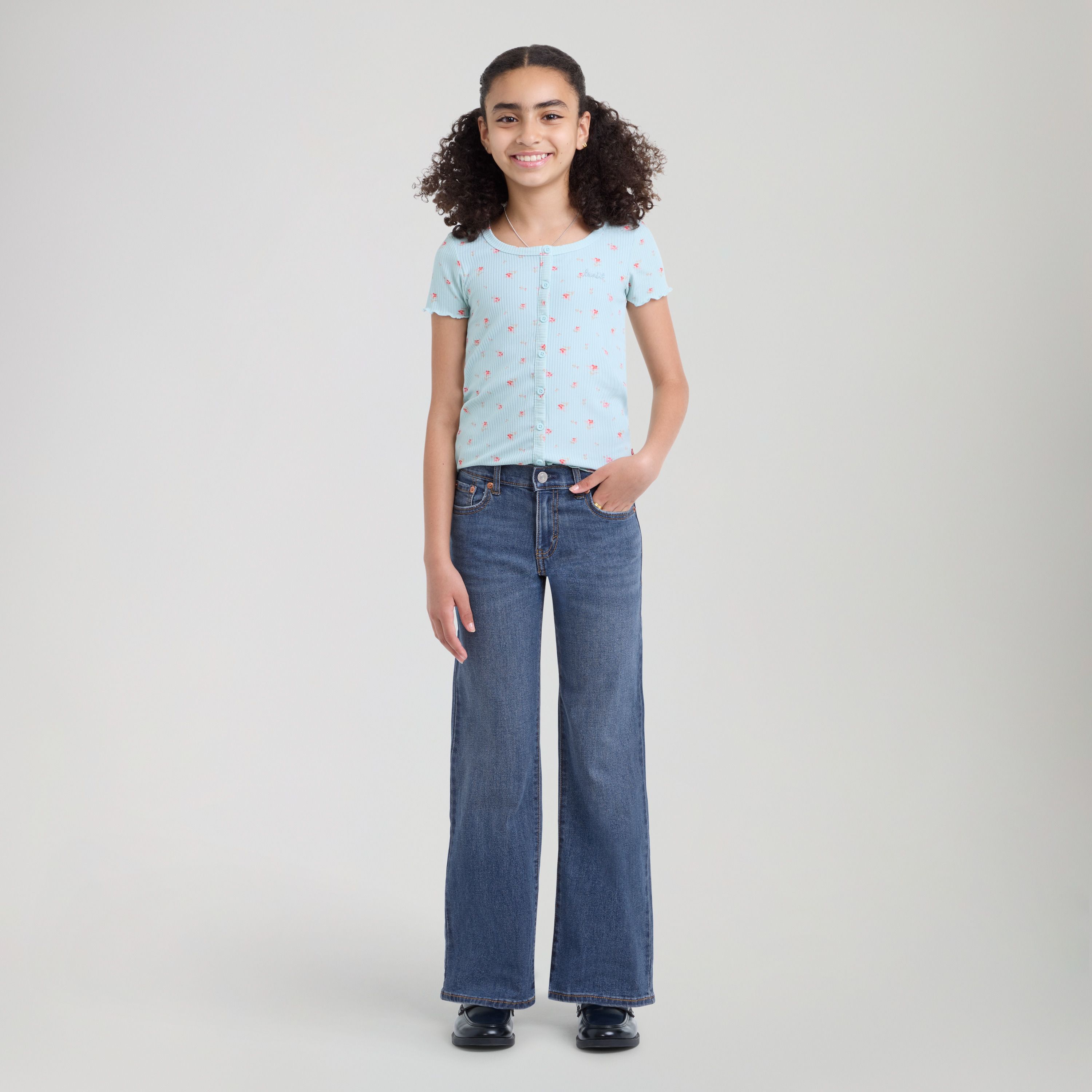 Wide Leg Jeans Big Girls 7-16 5
