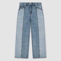 Floral Jacquard Wide Leg Big Girls 7-16 — Be Cool - Light Wash 1