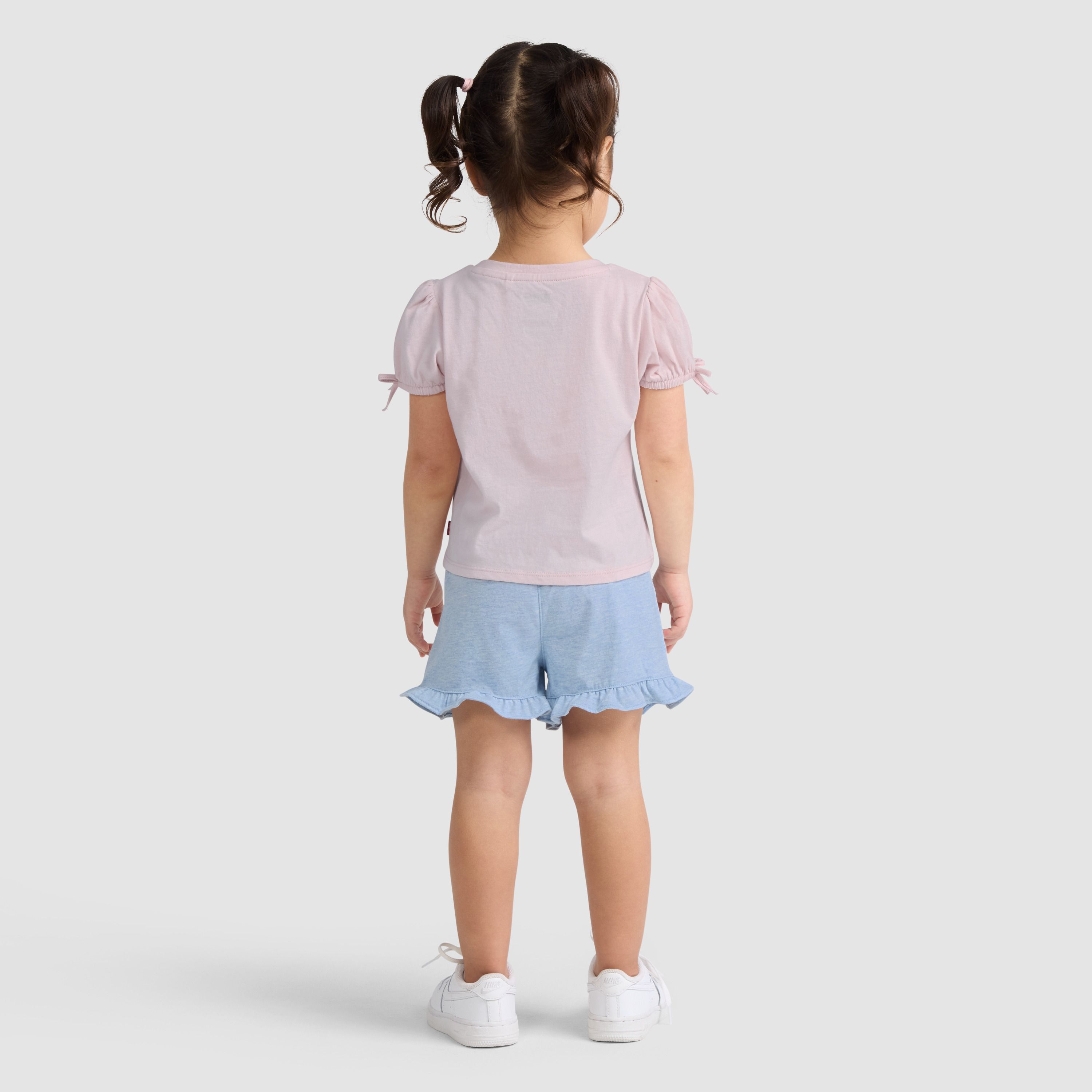 Short Sleeve Bow Graphic Tee and Belted Short Toddler Set 2