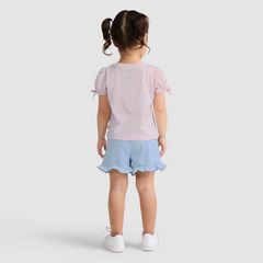 Short Sleeve Bow Graphic Tee and Belted Short Toddler Set — Crystal Pink - Pink 2