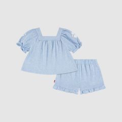 Short Sleeve Embroidered Top and Short Toddler Set — Far and Wide - Light Wash 2