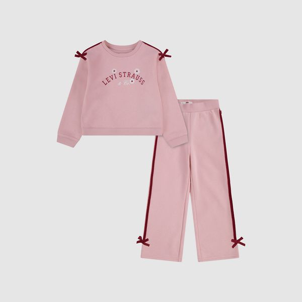 Crewneck Sweatshirt and Pant Set Little Girls 4-6X — Powder Pink - Pink