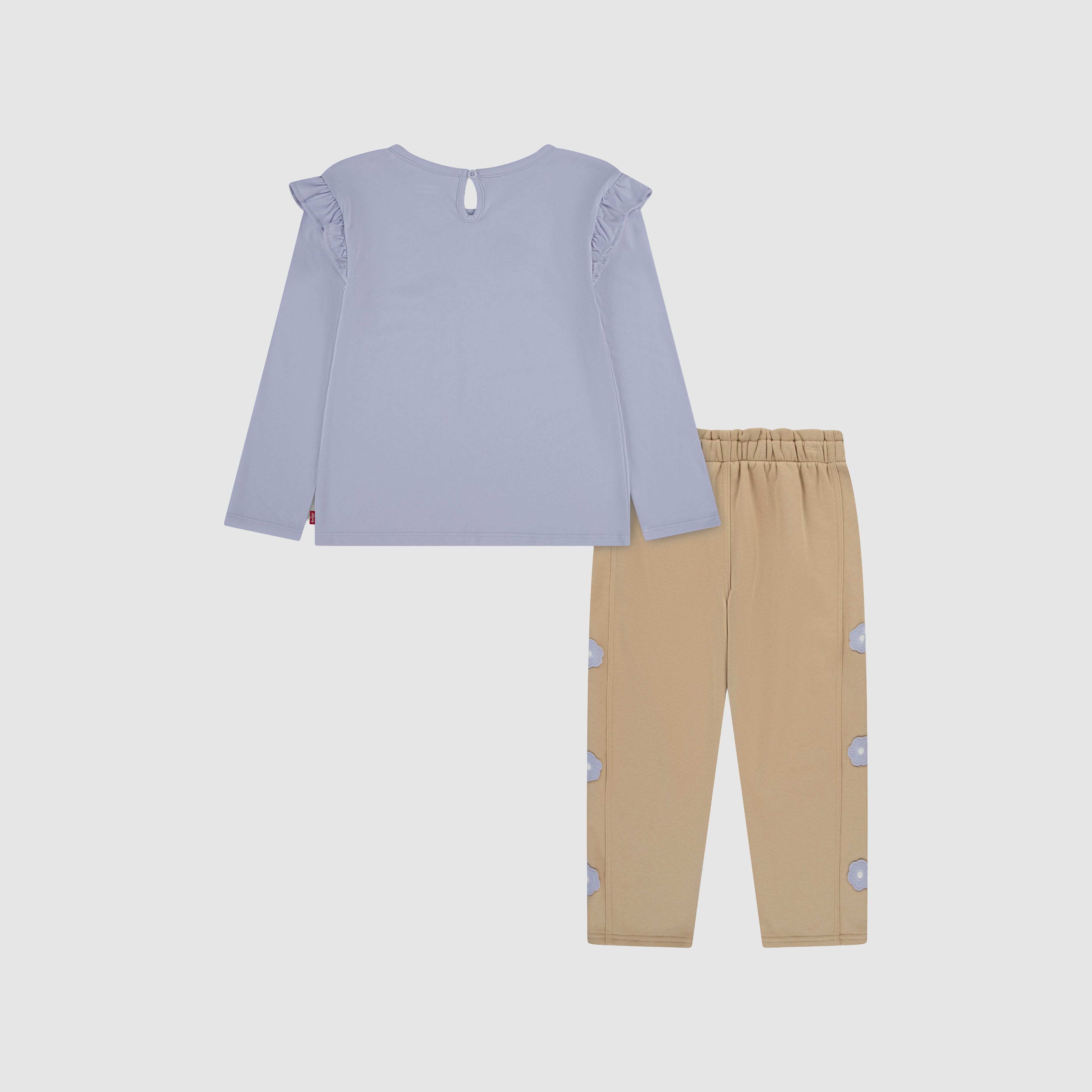 Ruffle Knit Top & Fleece Pants Set Little Girls 4-6X 2