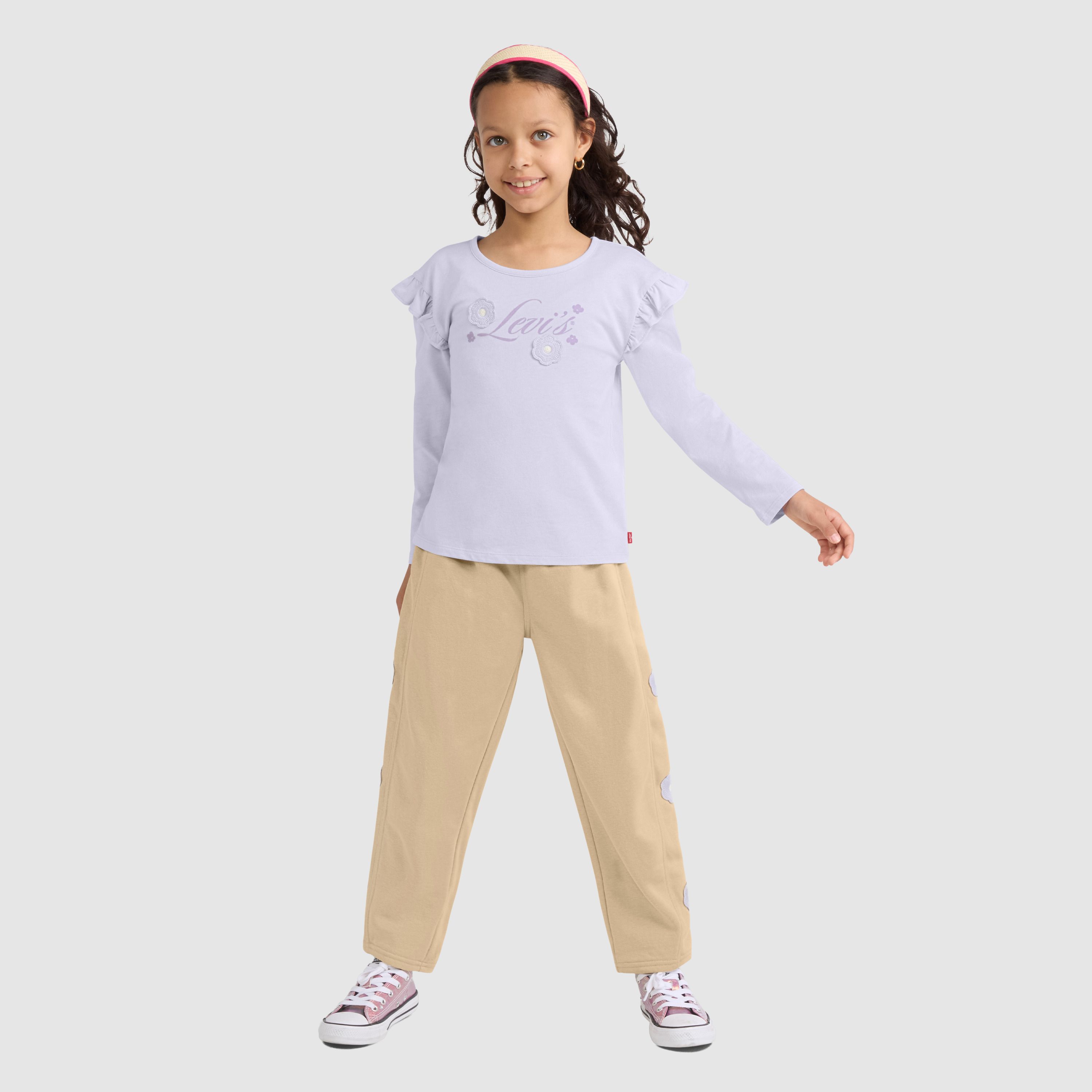 Ruffle Knit Top & Fleece Pants Set Little Girls 4-6X 1