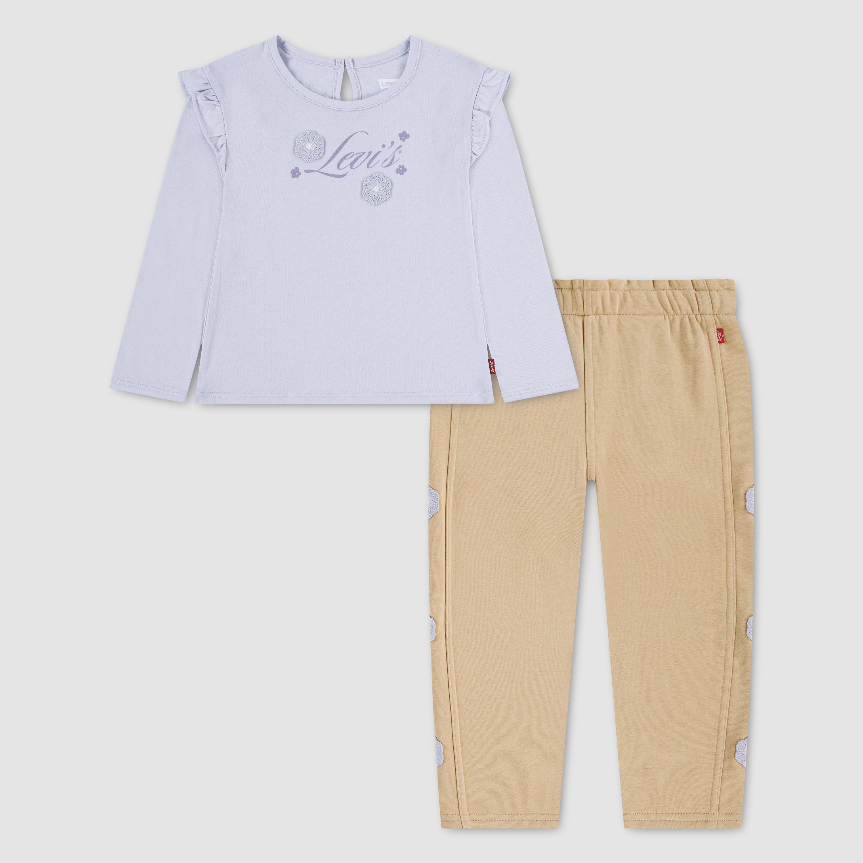 Ruffle Knit Top & Fleece Pants Set Toddler Girls 2T-4T 1