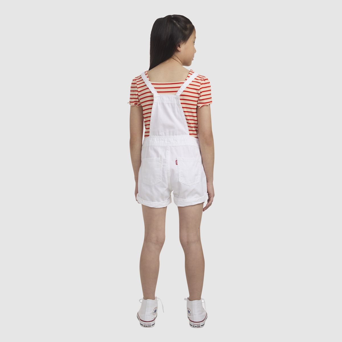 Knot Strap Shortalls Little Girls 4-6 — White - White