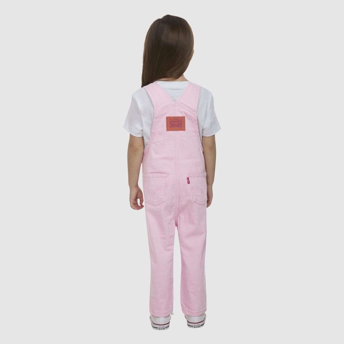Railroad Stripe Overall Toddler Girls 2T-4T — Bright White - White
