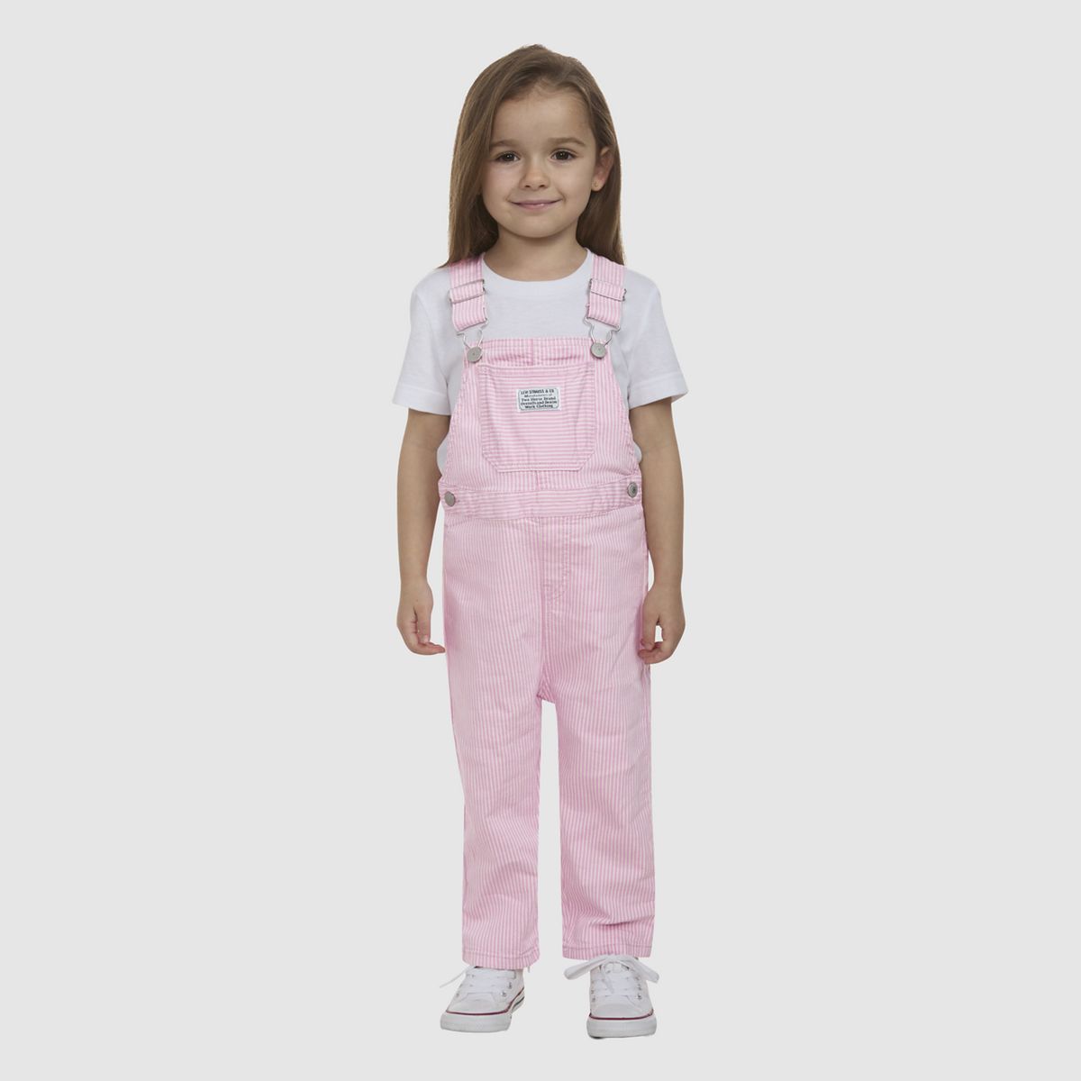 Railroad Stripe Overall Toddler Girls 2T-4T — Bright White - White