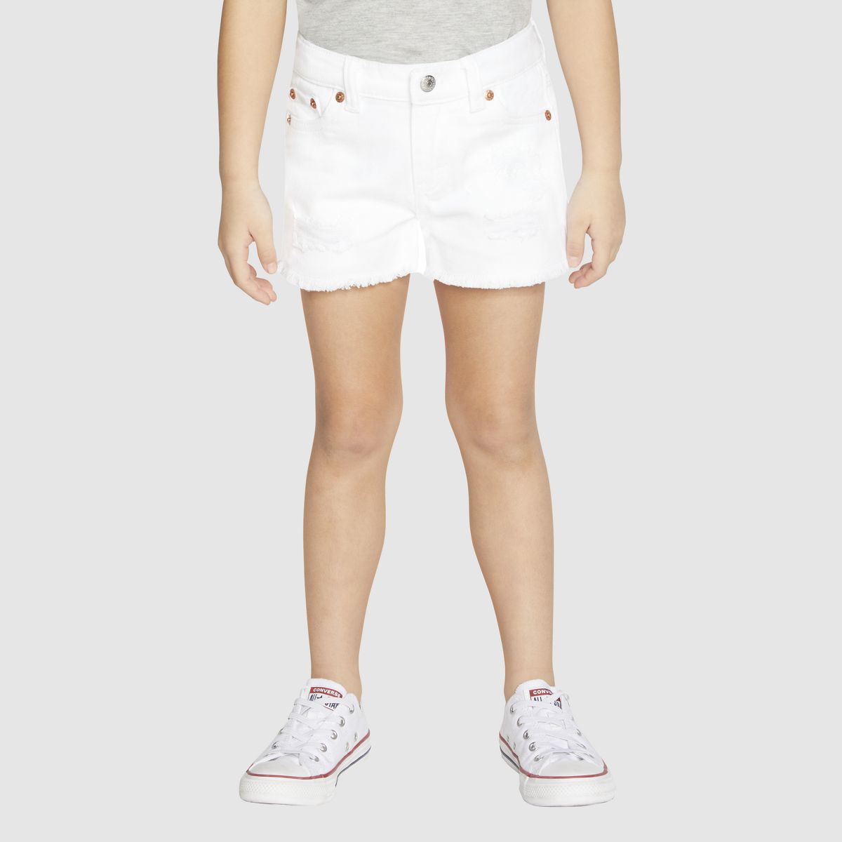 Girlfriend Little Girls Shorty Shorts 4-6x — White - White