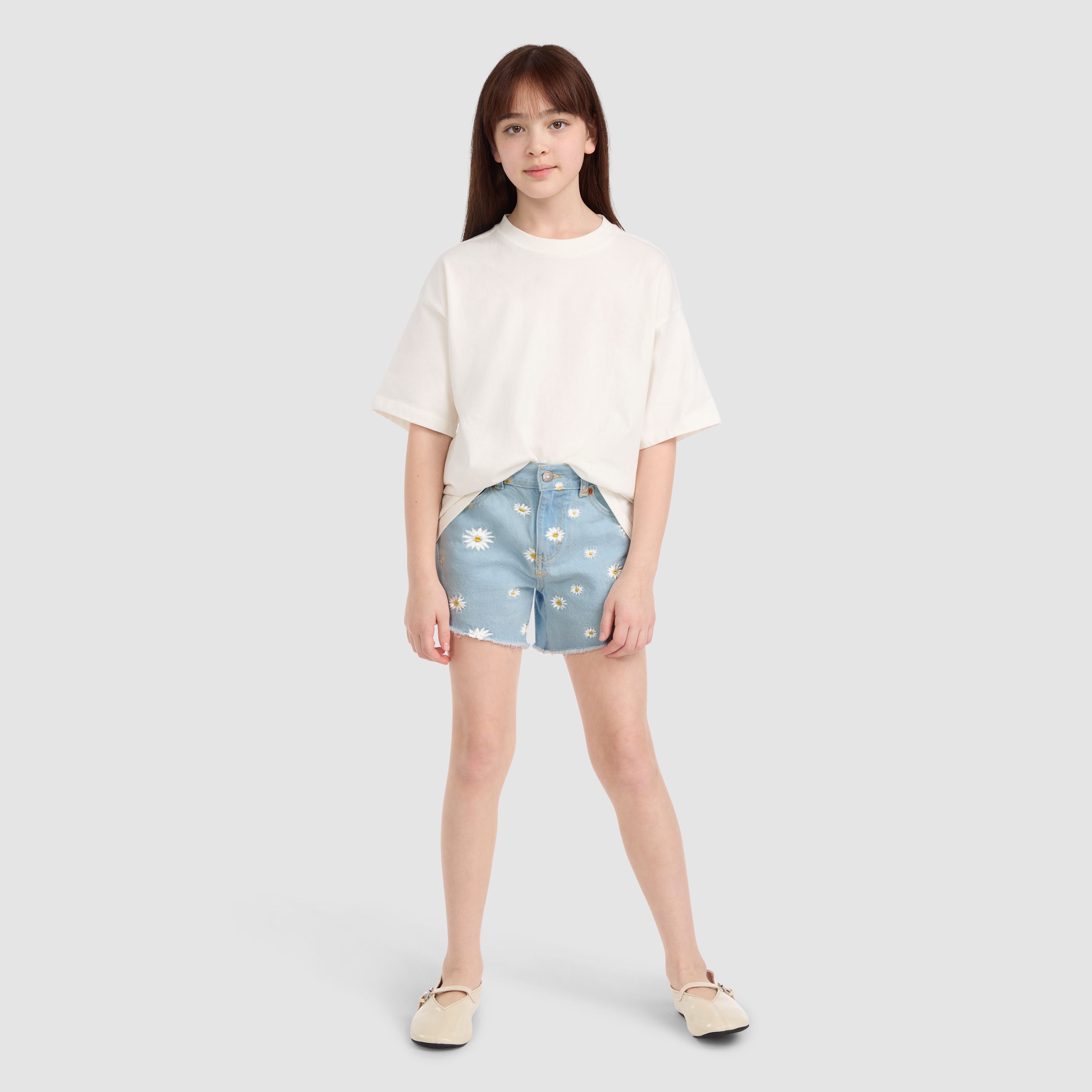 Dasiy Denim A Line Shorts Big Girls 7-16 5