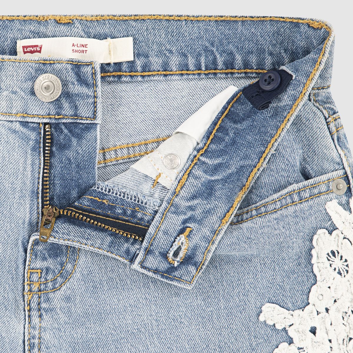 Printed A Line Denim Short Big Girls 7-16 — This and That  - Light Wash