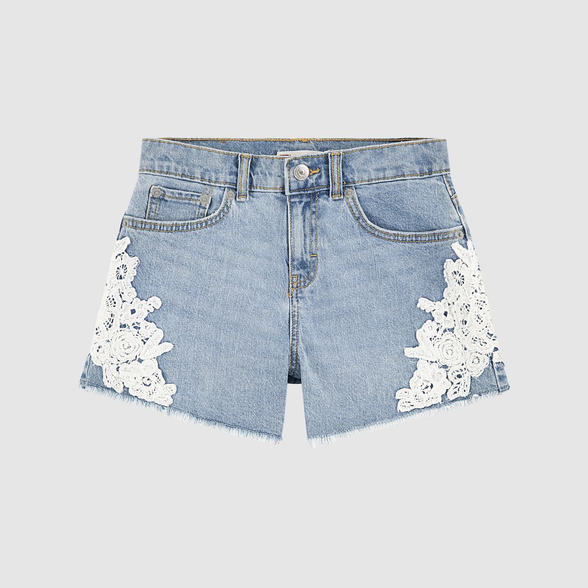 Printed A Line Denim Short Big Girls 7-16 — This and That  - Light Wash