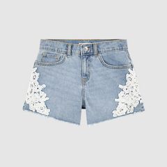 Printed A Line Denim Short Big Girls 7-16 — This and That  - Light Wash 5