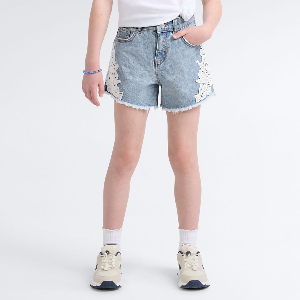 Printed A Line Denim Short Big Girls 7-16 — This and That  - Light Wash