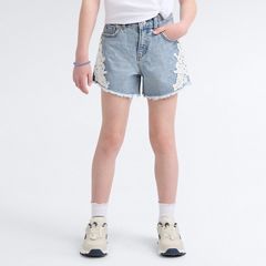 Printed A Line Denim Short Big Girls 7-16 — This and That  - Light Wash 4