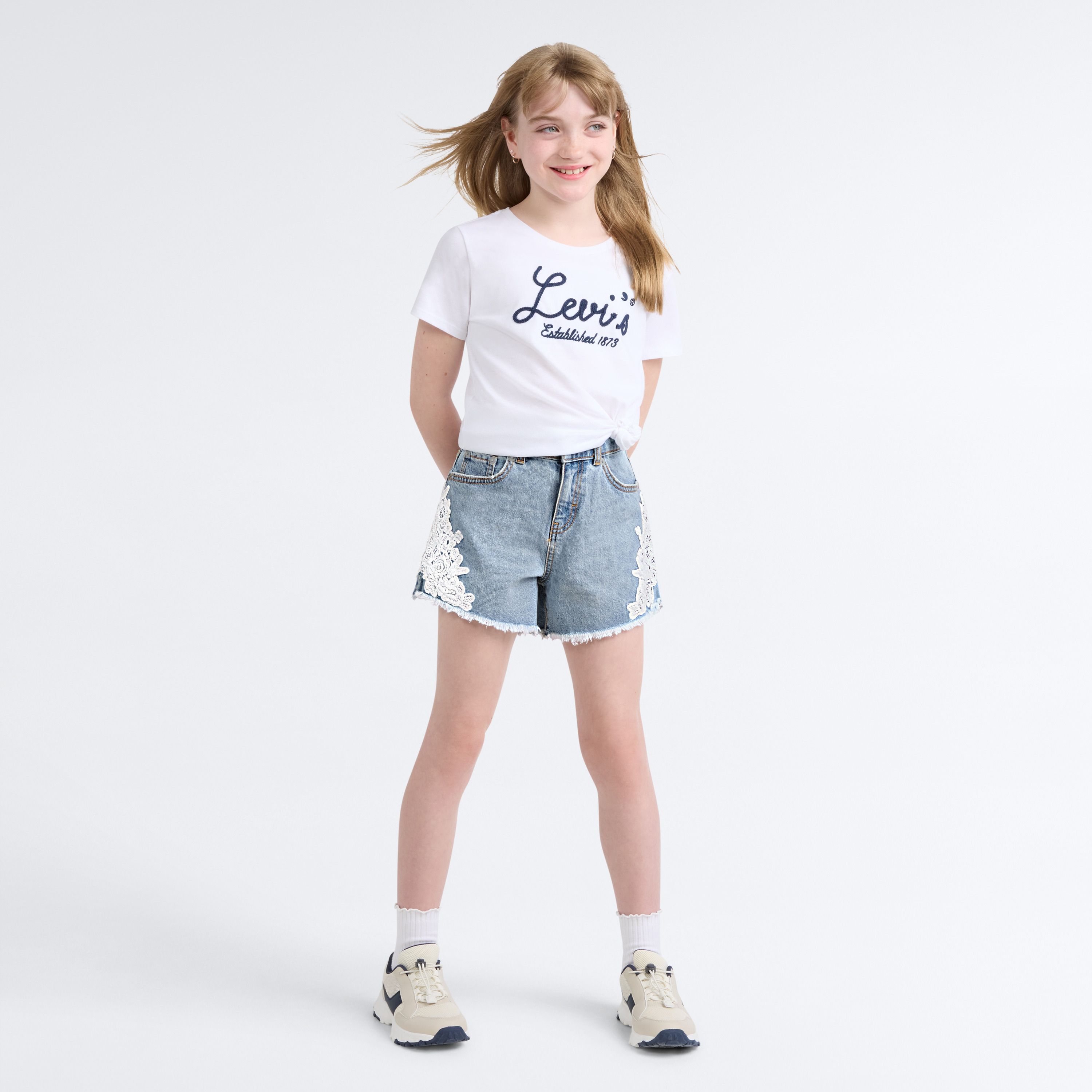 Printed A Line Denim Short Big Girls 7-16 6
