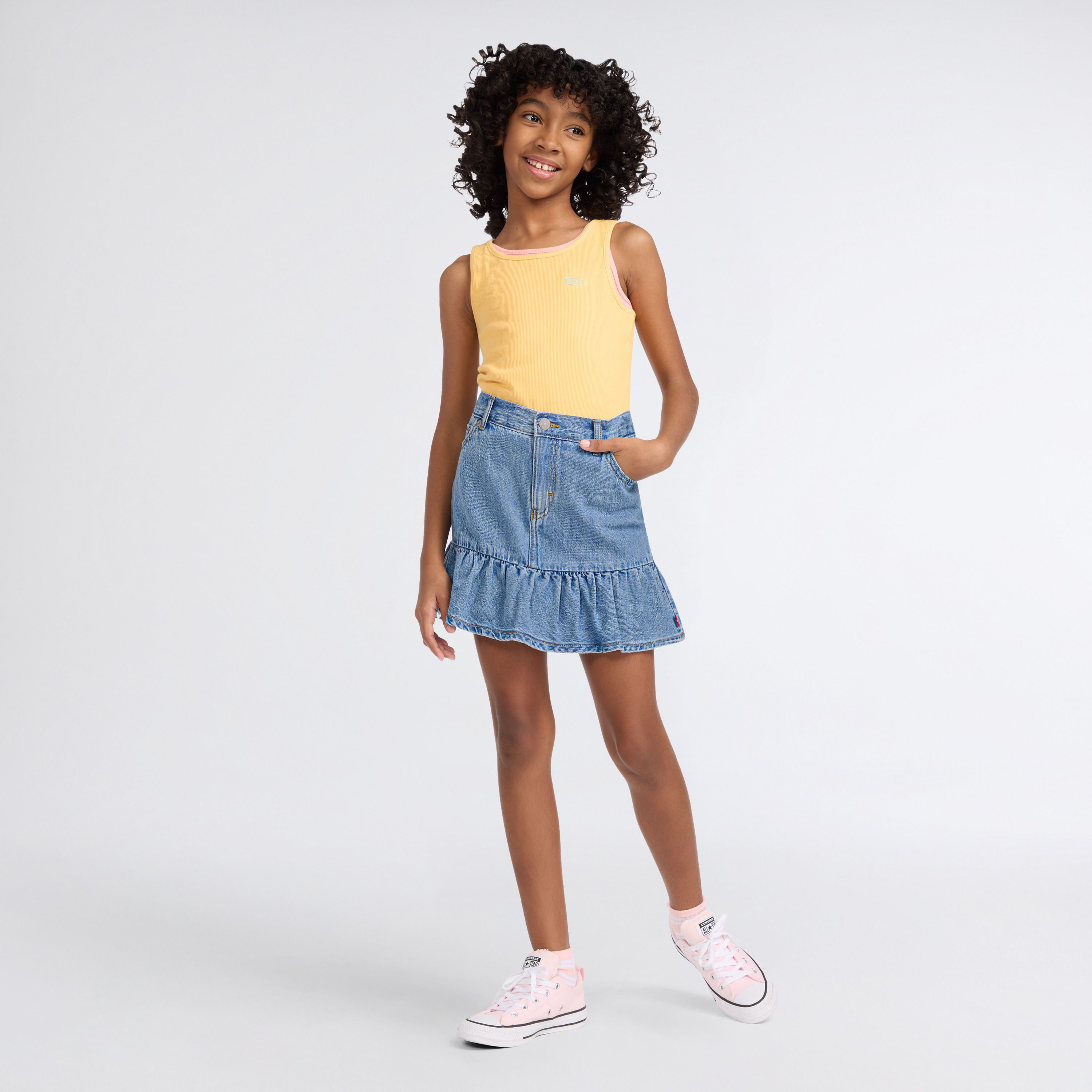 Denim Flounce Skort Big Girls 7-16 3